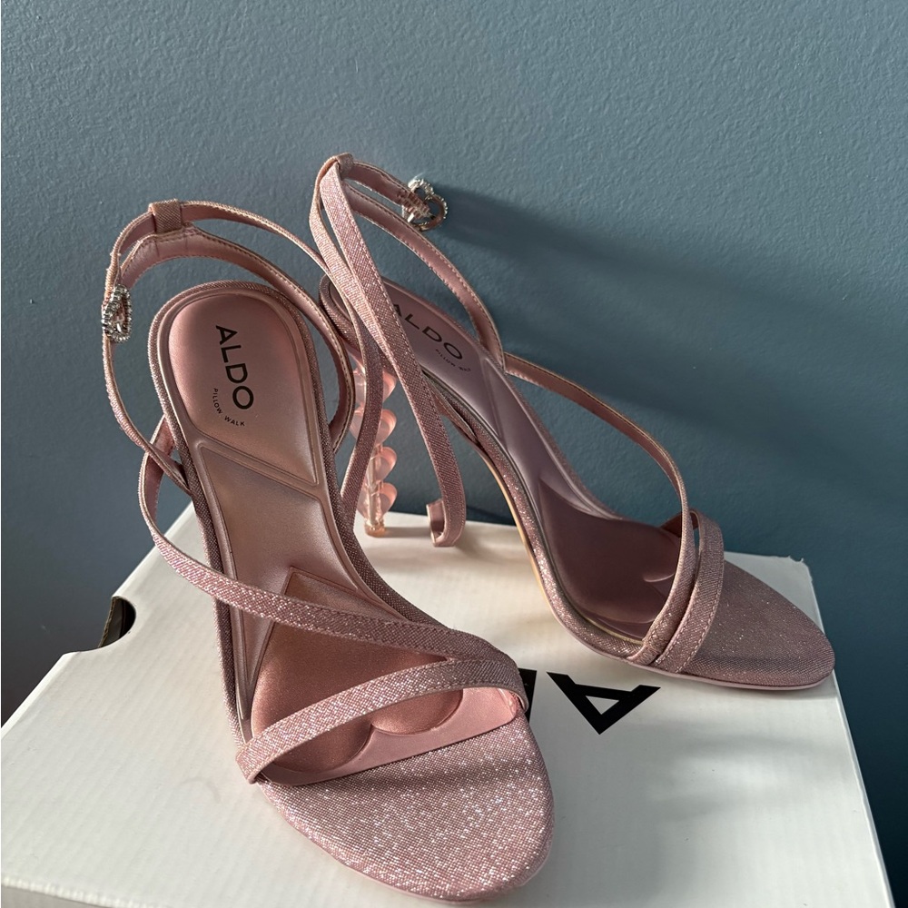 ALDO Rose Pink Glitter Strappy Heeled Sandals